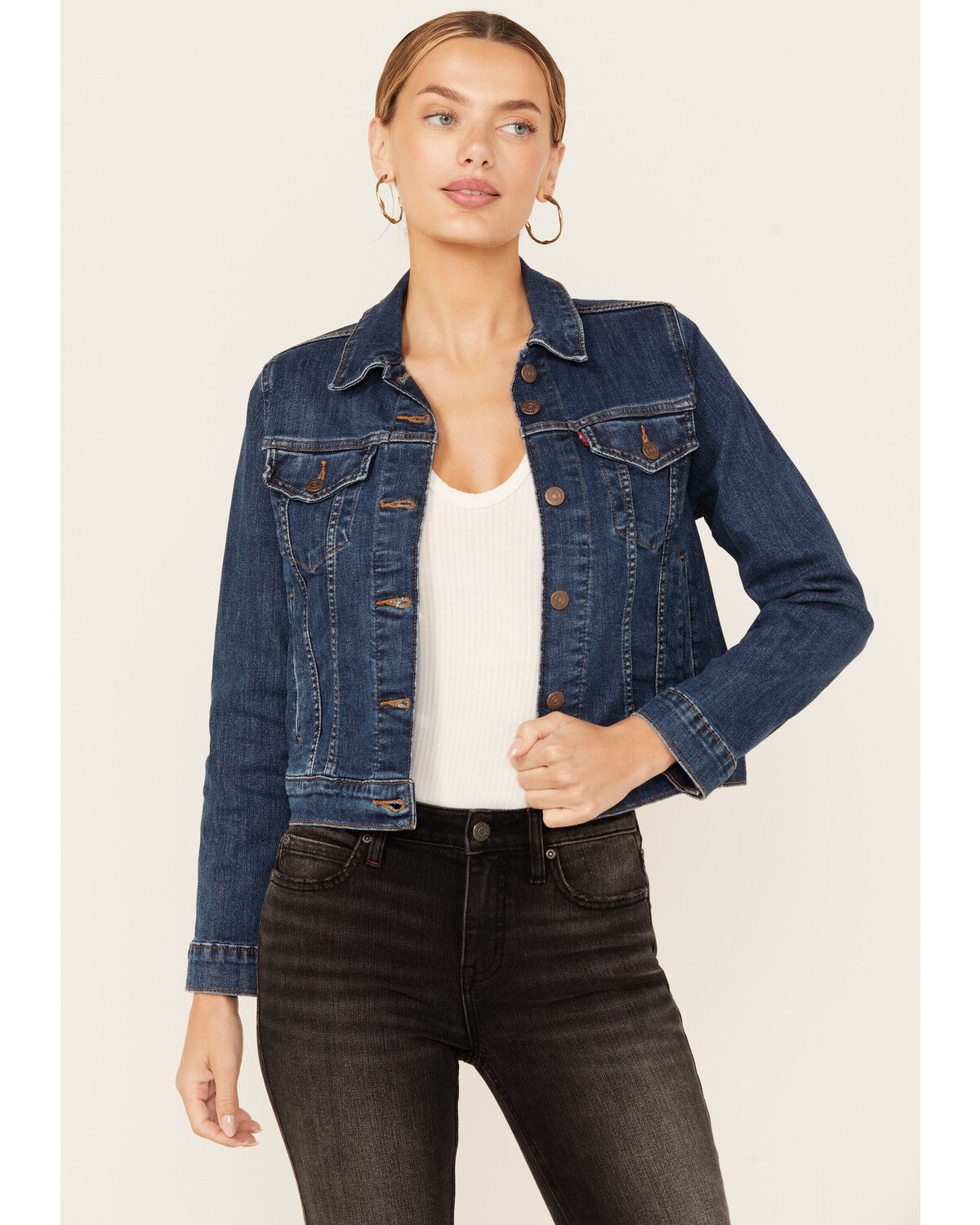 Image #1 - Levi's Women's Original Trucker Jacket, Dark Wash, hi-res