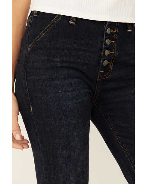 Image #2 - Rock & Roll Denim Women's Button Trouser Jeans, Dark Blue, hi-res