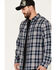 Image #2 - Brothers and Sons Men's Plaid Long Sleeve Button Down Western Flannel Shirt, Navy, hi-res