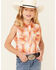 Ely Walker Girls' Orange Plaid Sleeveless Snap Western Shirt , Orange, hi-res