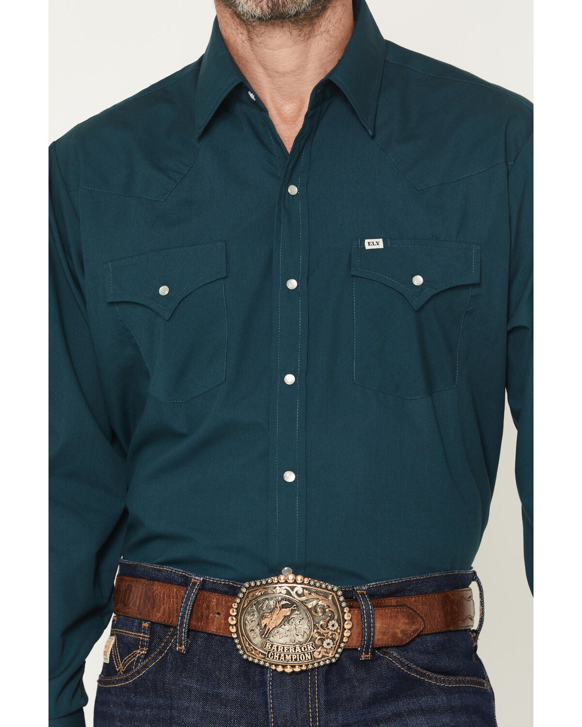Image #3 - Ely Walker Men's Solid Long Sleeve Pearl Snap Western Shirt - Tall, , hi-res