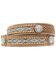 Ariat Men's Fabric Inlay Concho & Basketweave Leather belt, Natural, hi-res