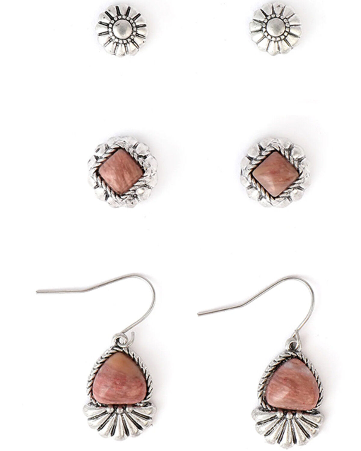 Image #1 - Cowgirl Confetti Women's Good Hearted Earring Set - 3 Pieces, Burgundy, hi-res