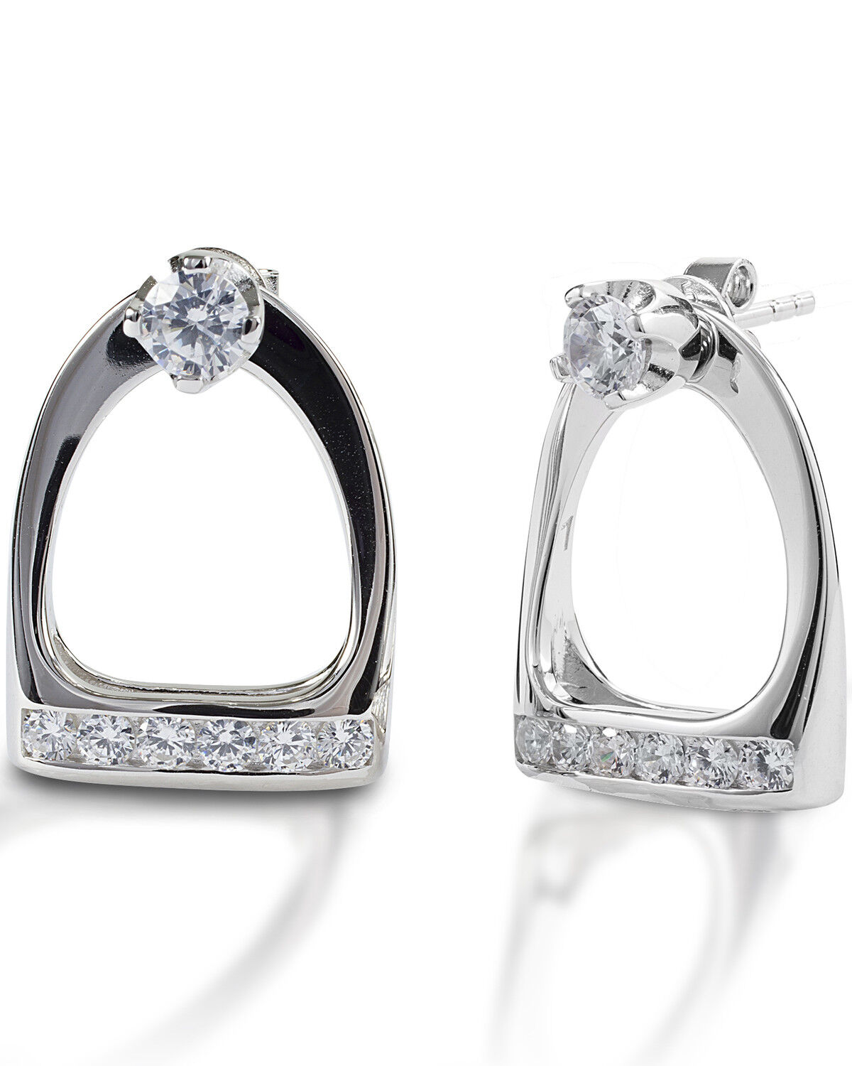 Image #1 - Kelly Herd Women's Studded Large English Stirrup Jacket Earrings, Silver, hi-res