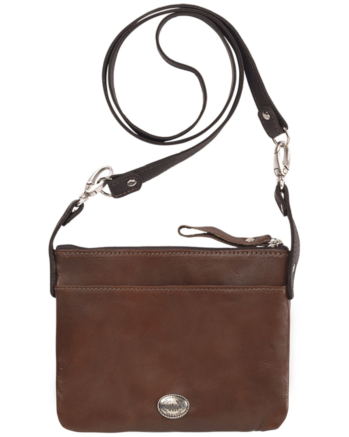 Image #3 - American West Women's Brown Southwestern Arrow Trail Rider Crossbody Bag, Distressed Brown, hi-res