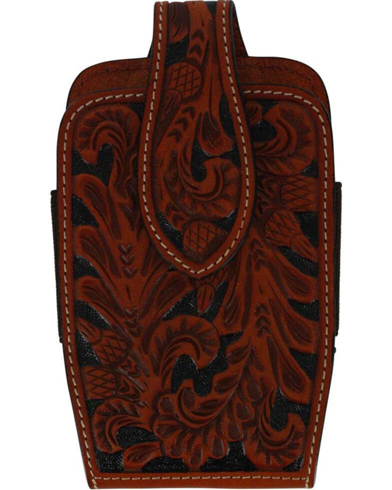 M & F Western Men's Tooled Leather Cell Phone Holder Clip-On Case , Natural, hi-res