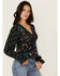 Image #1 - Rock & Roll Denim Women's Floral Print Long Sleeve Shirt, Black, hi-res