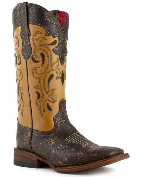 Image #1 - Ferrini Women's Shimmer Western Boots - Broad Square Toe, Chocolate, hi-res