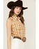 Image #2 - Wrangler Retro Women's Plaid Print Sleeveless Snap Western Shirt, Tan, hi-res