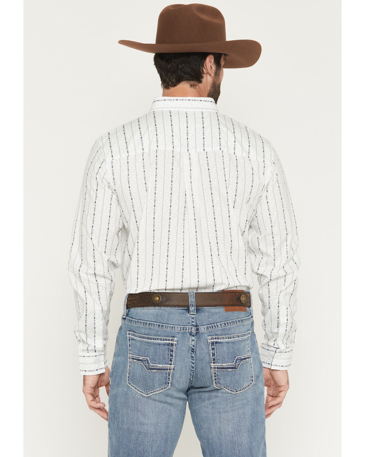 Image #4 - Cody James Men's Ranchers Legend Floral Stripe Print Long Sleeve Button-Down Stretch Western Shirt, Ivory, hi-res