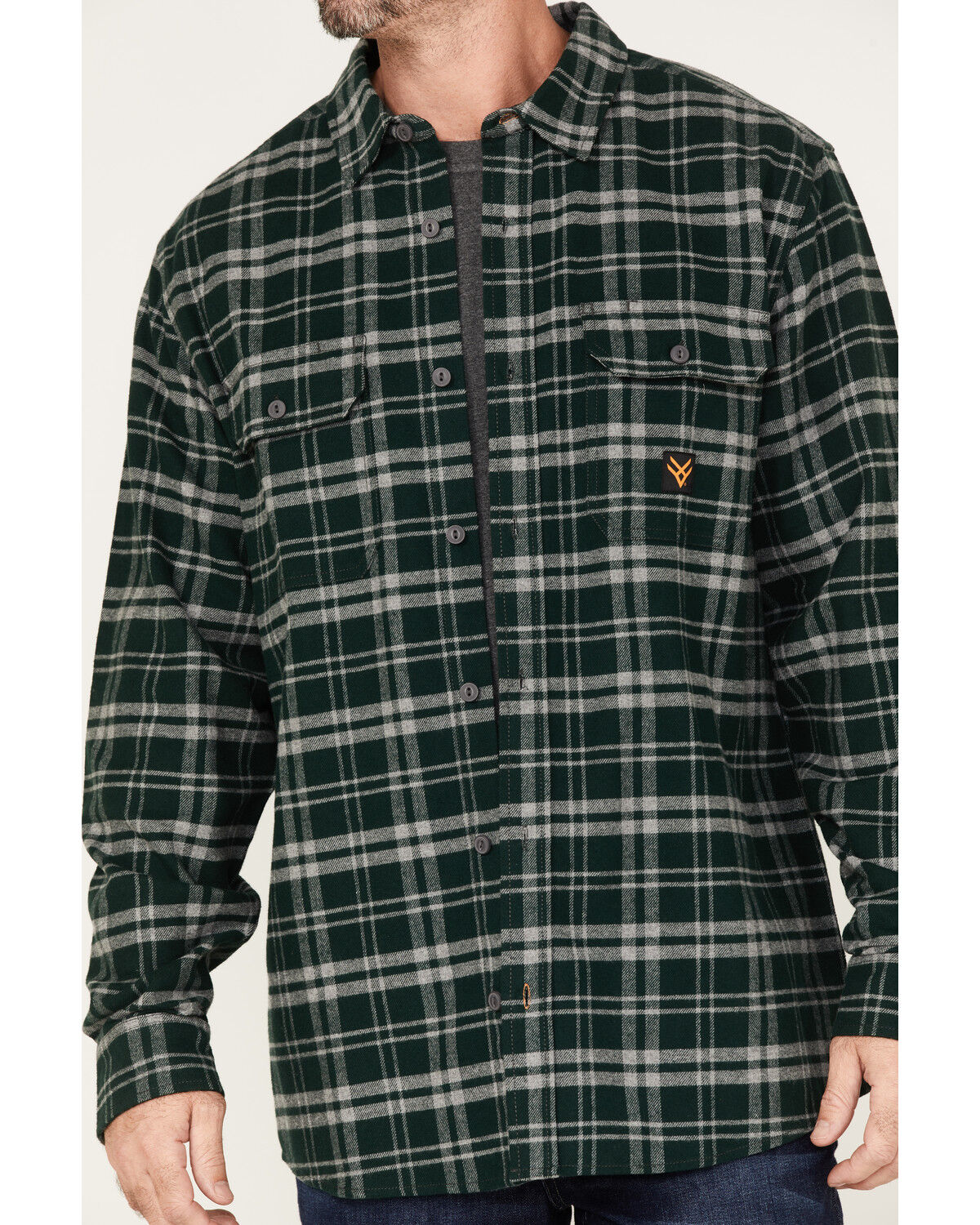 Image #3 - Hawx Men's Plaid Long Sleeve Button-Down Flannel Work Shirt, Green, hi-res