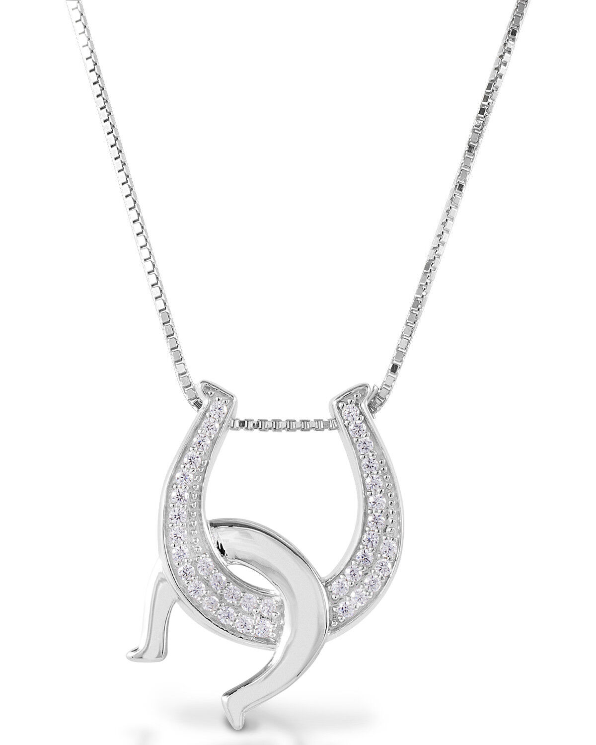 Image #1 - Kelly Herd Women's Clear Double Horseshoe Necklace, Silver, hi-res
