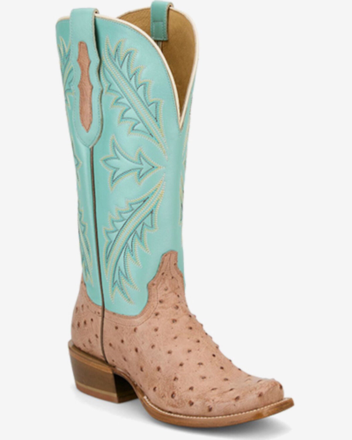 Image #1 - Tony Lama Women's Amber Exotic Ostrich Western Boots - Square Toe, Brown, hi-res
