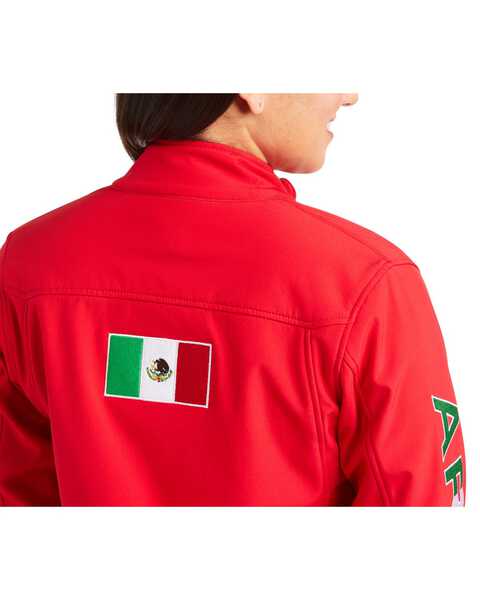 Image #2 - Ariat Women's Team Mexico Softshell Zip-Up Water Repellent Jacket , Red, hi-res