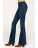 Image #3 - Free People Women's Dark Wash Flare Penny Pull On Jeans, Blue, hi-res