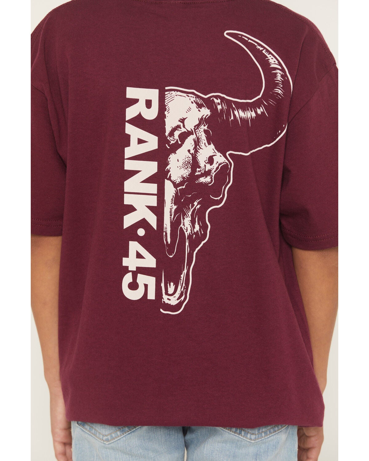 Image #4 - RANK 45&reg; Boys' Half Steer Skull Short Sleeve Graphic T-Shirt, Burgundy, hi-res