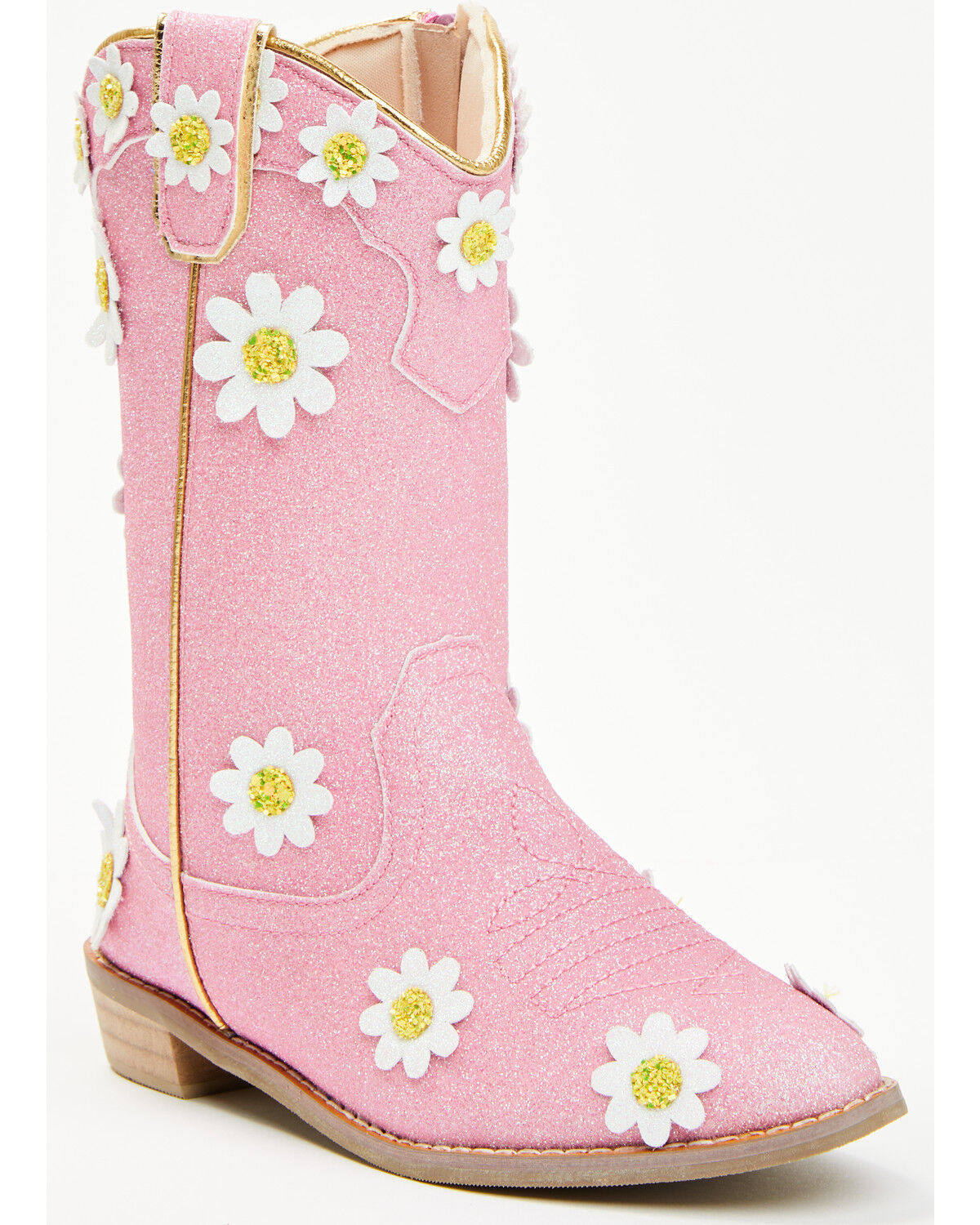 Image #1 - Wild + Rae Toddler Girls' Oopsie Daisies Western Boots - Round Toe, Pink, hi-res