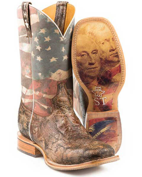 Image #1 - Tin Haul Men's Land Of The Free Western Boots - Broad Square Toe, Brown, hi-res