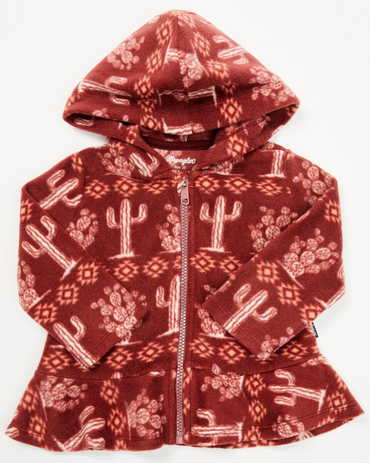 Image #1 - Wrangler Toddler Girls' Cactus Print Hooded Jacket, Rust Copper, hi-res