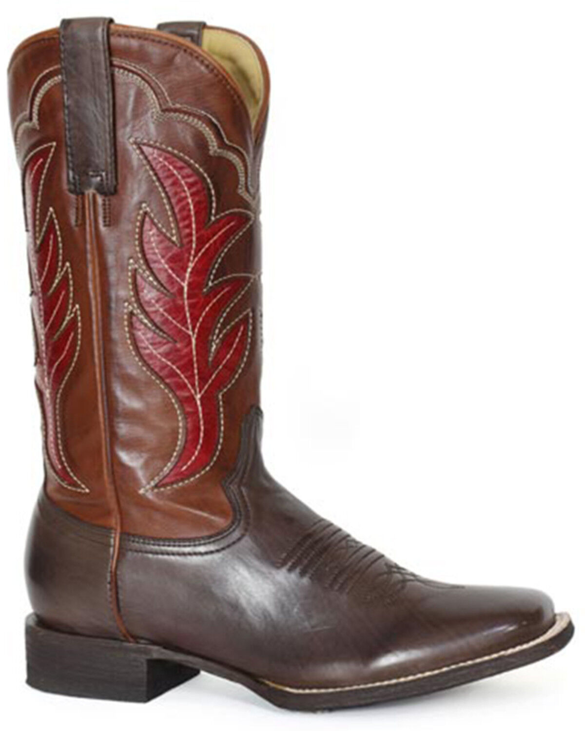 Image #1 - Stetson Women's Erin Inlay Western Boots - Broad Square Toe, Brown, hi-res