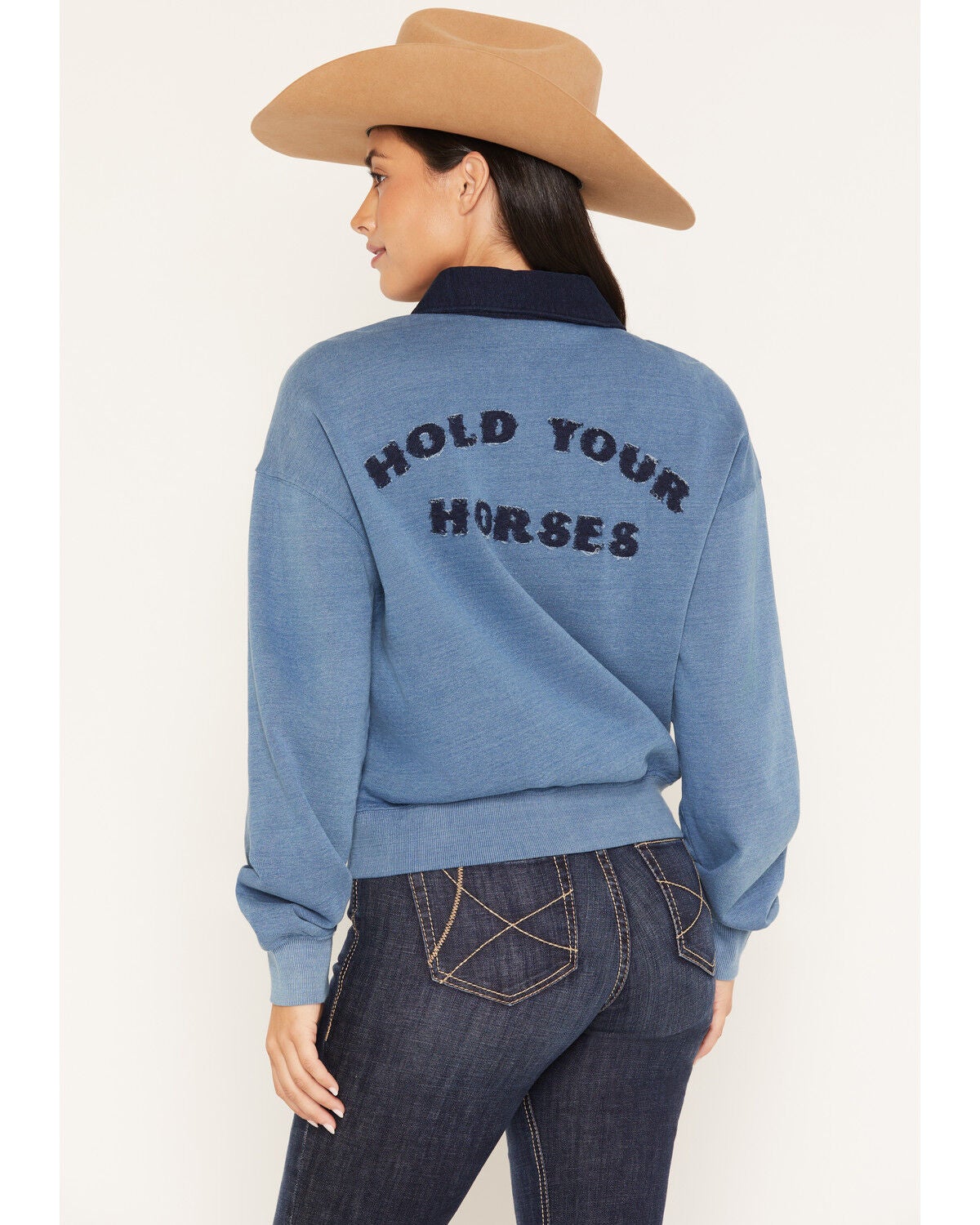 Image #1 - Ariat Women's Hold Your Horses Pullover, Blue, hi-res