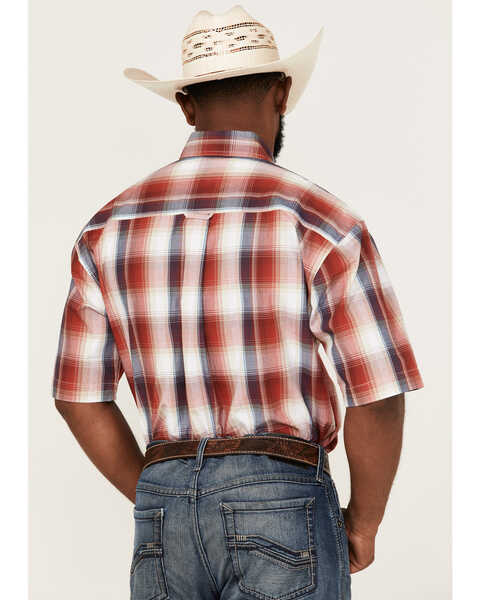 Image #4 - Roper Men's Liberty Bell Large Apple Plaid Short Sleeve Button Down Western Shirt , Red, hi-res