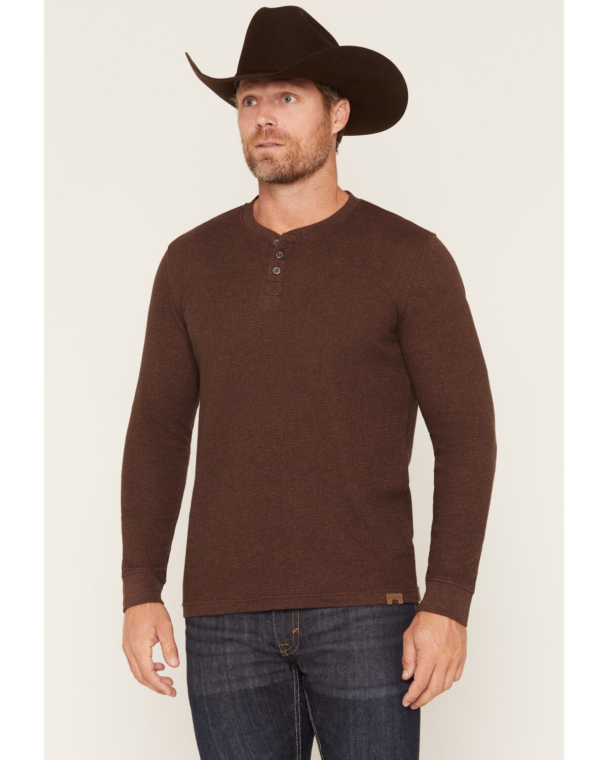Image #1 - Dakota Grizzly Men's Jesse Long Sleeve 1/4 Button-Down Henley Shirt, Bark, hi-res