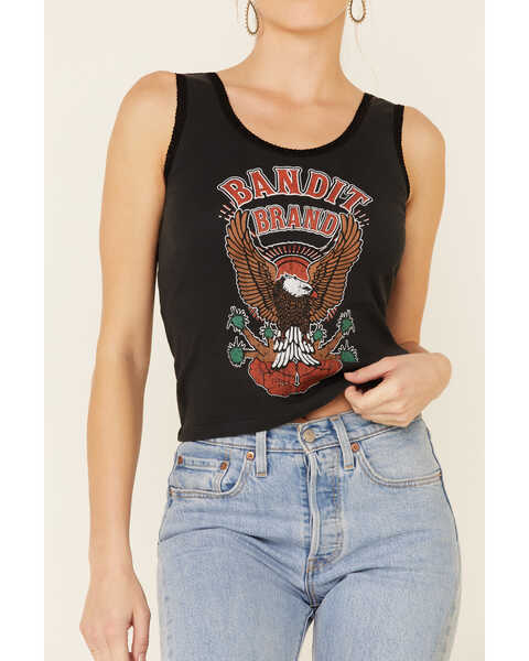 Image #3 - Bandit Brand Women's Bandit Brand Eagle Graphic Lace Trim Tank Top , Black, hi-res