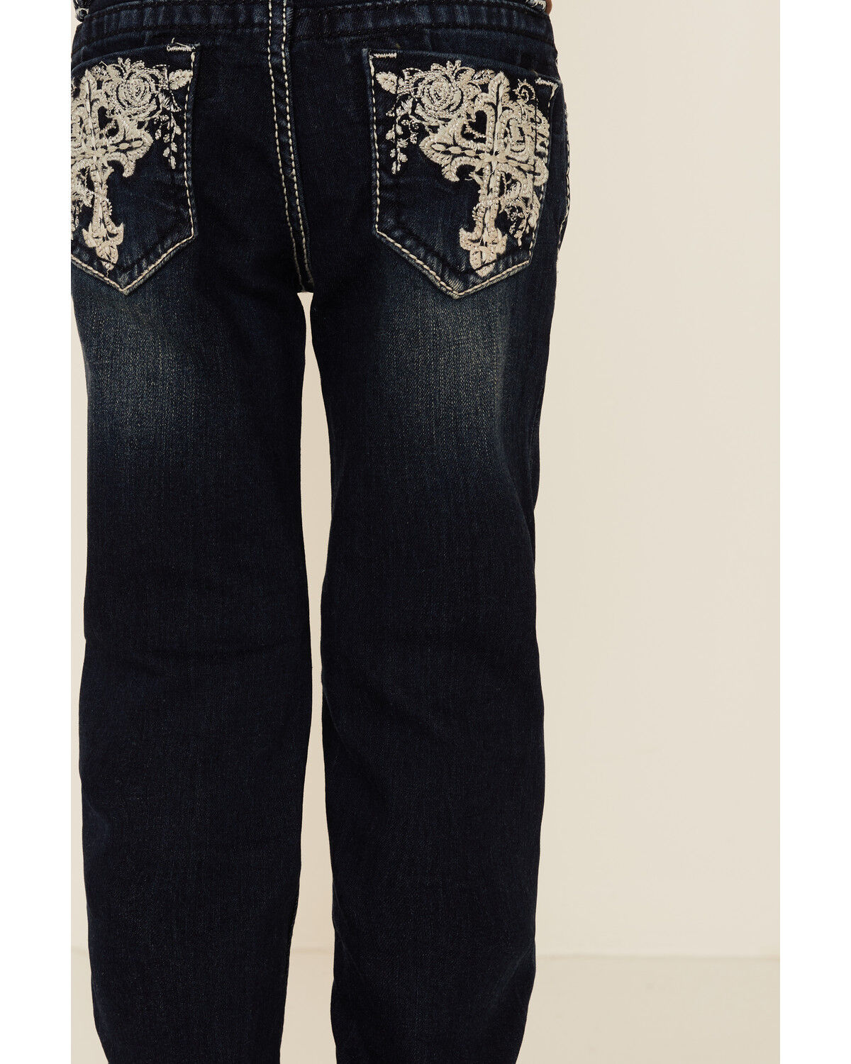 Jeans with cross on back pocket clearance