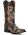 Image #1 - Corral Women's Embroidered & Studded Distressed Tall Western Boots - Square Toe, Black/tan, hi-res