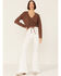 Image #4 - Wild Moss Women's Brown Ribbed Lurex Cinch Front Knit Top, Brown, hi-res