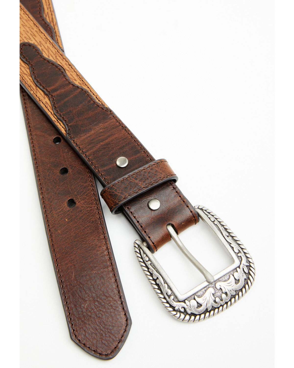 Image #2 - RANK 45&reg; Men's Holt Southwestern Embossed Leather Belt, Dark Brown, hi-res