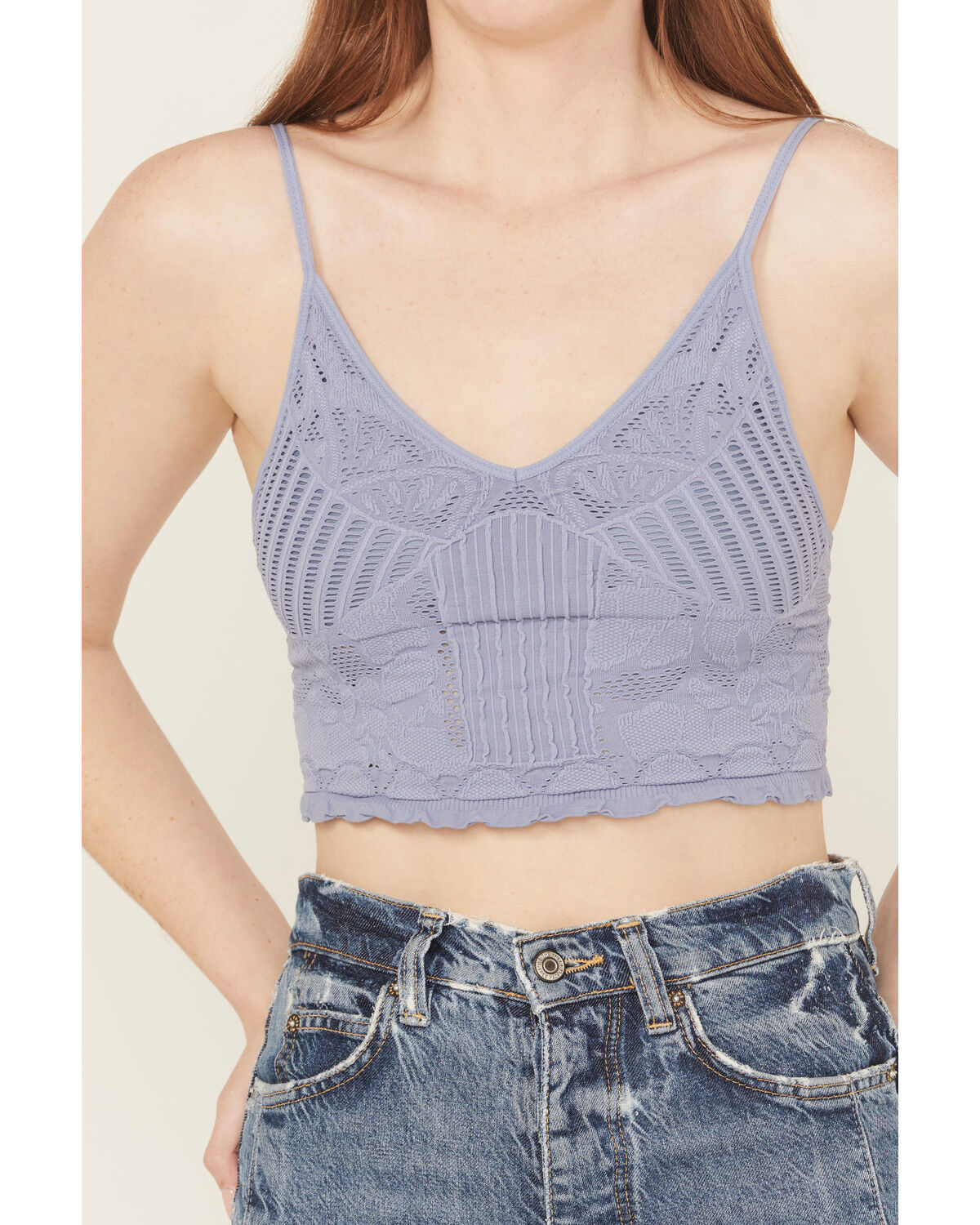 Image #3 - Fornia Women's Seamless Floral Bralette, Blue, hi-res