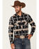 Image #1 - Rock & Roll Denim Men's Southwestern Print Long Sleeve Snap Stretch Western Shirt, Black, hi-res