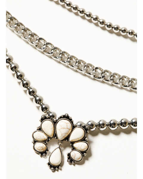 Image #2 - Shyanne Women's Round Ball & Chain Blossom Pendant Layered Necklace, Ivory, hi-res