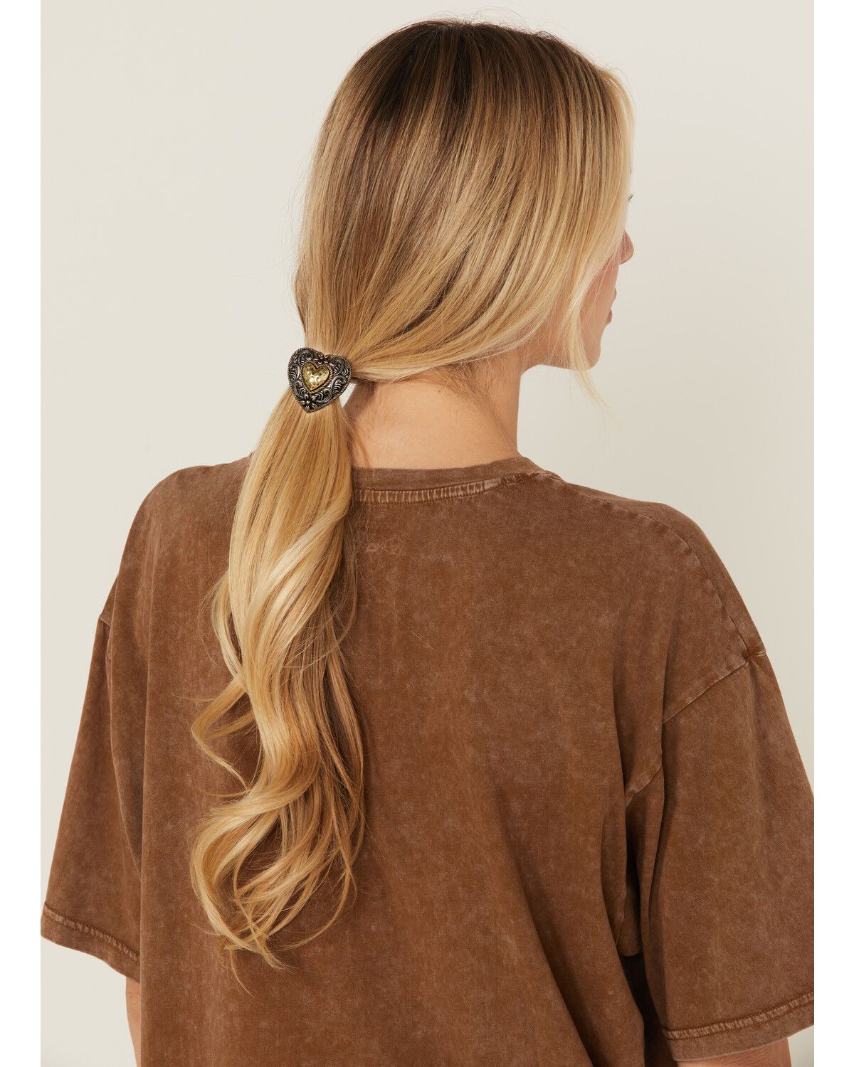 Image #1 - Shyanne Women's Heart Ponytail Holder, Silver, hi-res