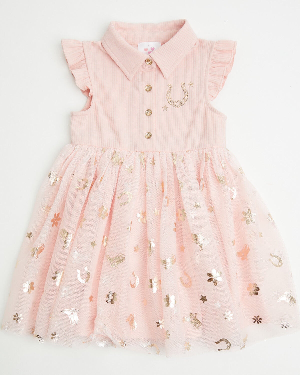 Image #1 - Sugar California Toddler Girls' Horseshoe Print Tutu Dress, Pink, hi-res