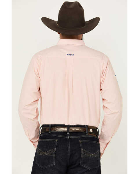 Image #4 - Ariat Men's Gerson Team Logo Micro Striped Fitted Long Sleeve Button-Down Western Shirt , Light Orange, hi-res
