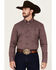 Image #1 - RANK 45® Men's Tinson Geo Print Long Sleeve Button-Down Stretch Western Shirt, Burgundy, hi-res