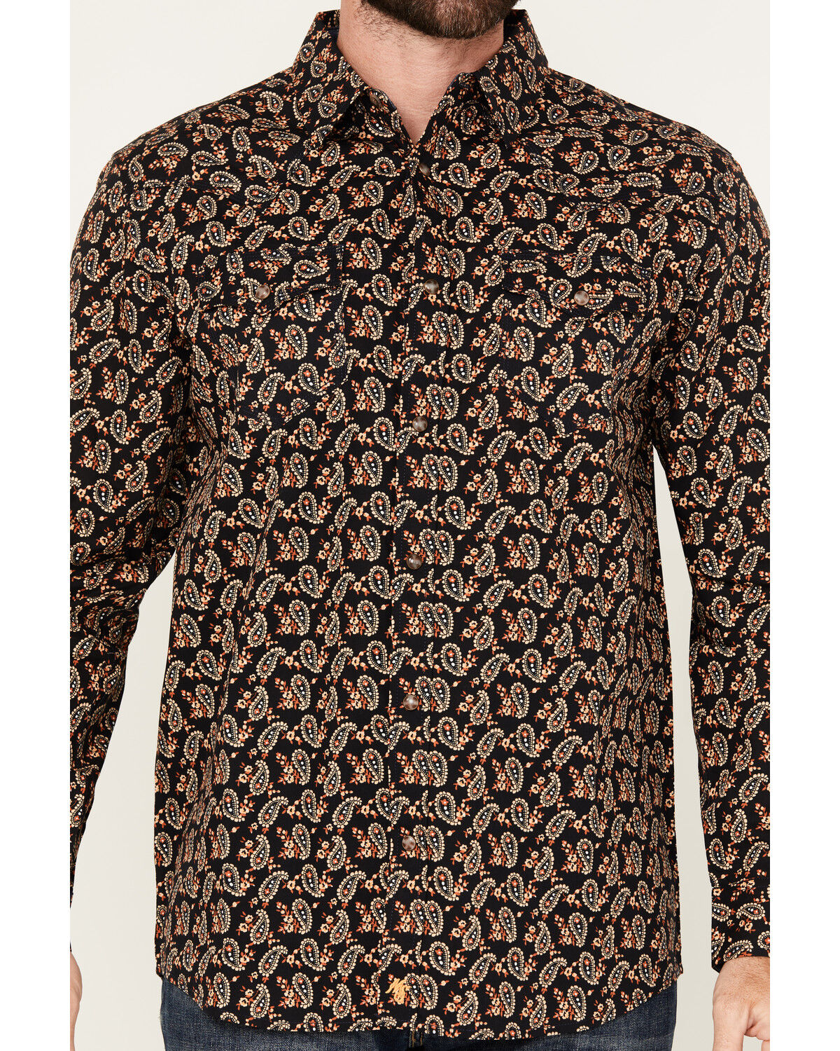 Image #3 - Moonshine Spirit Men's Freedom Paisley Print Long Sleeve Snap Western Shirt, Navy, hi-res