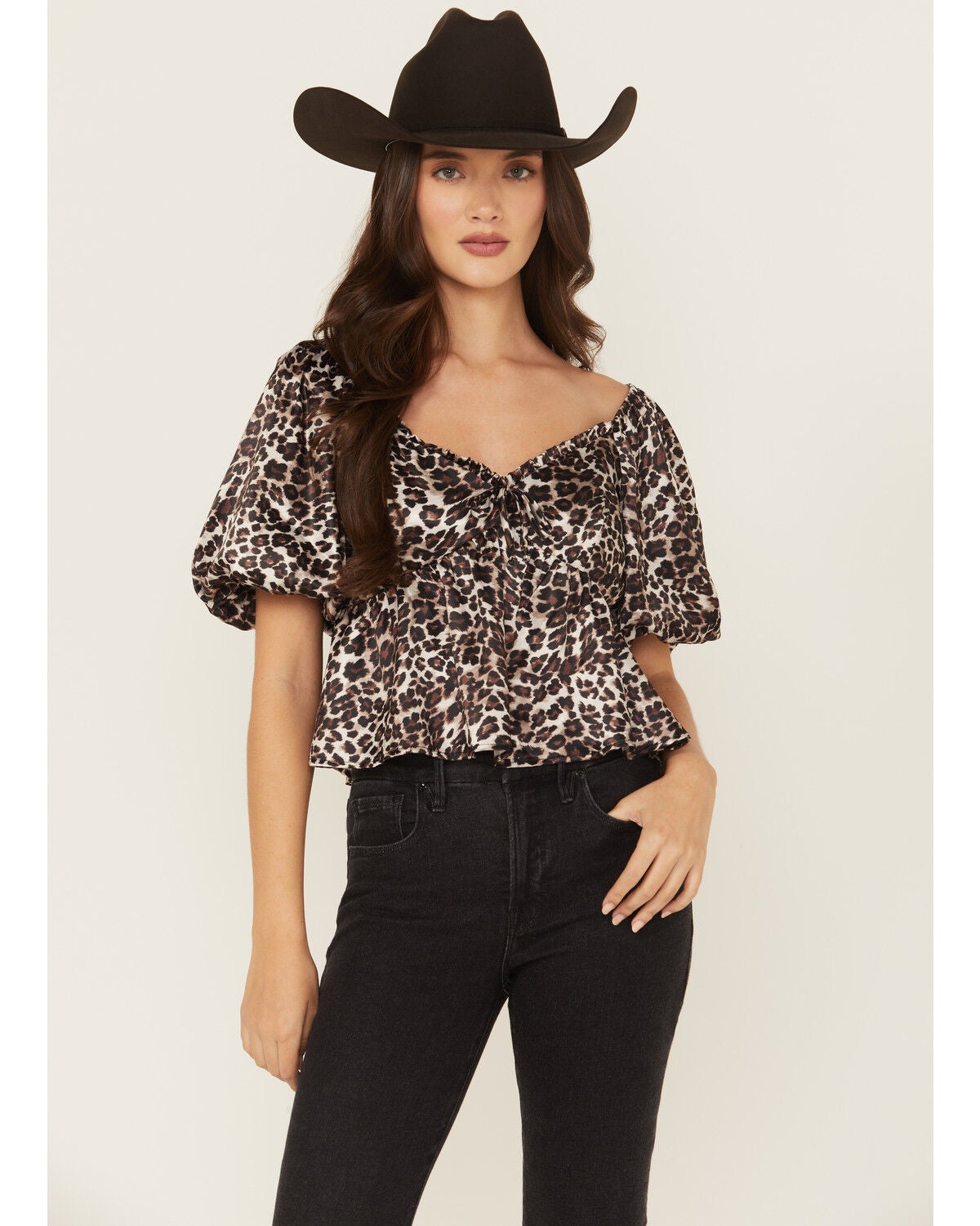 Originality Women's Leopard Print Short Sleeve Top, Multi, hi-res