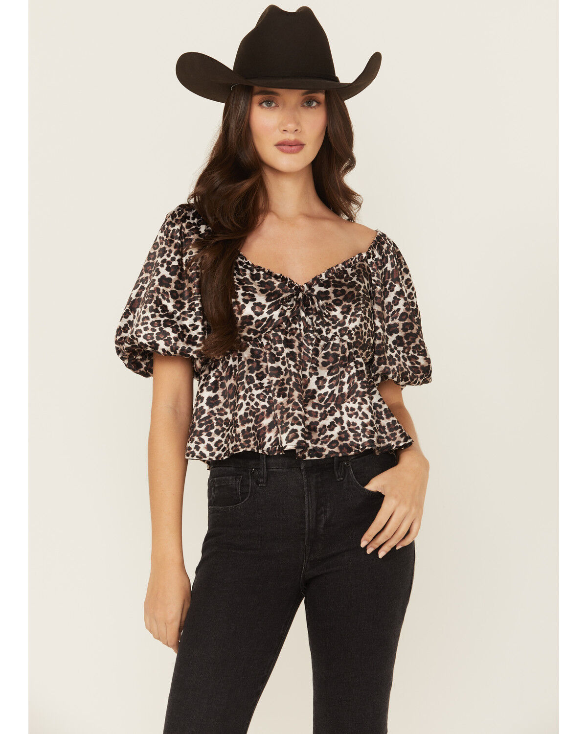 Image #1 - Originality Women's Leopard Print Short Sleeve Top, Multi, hi-res