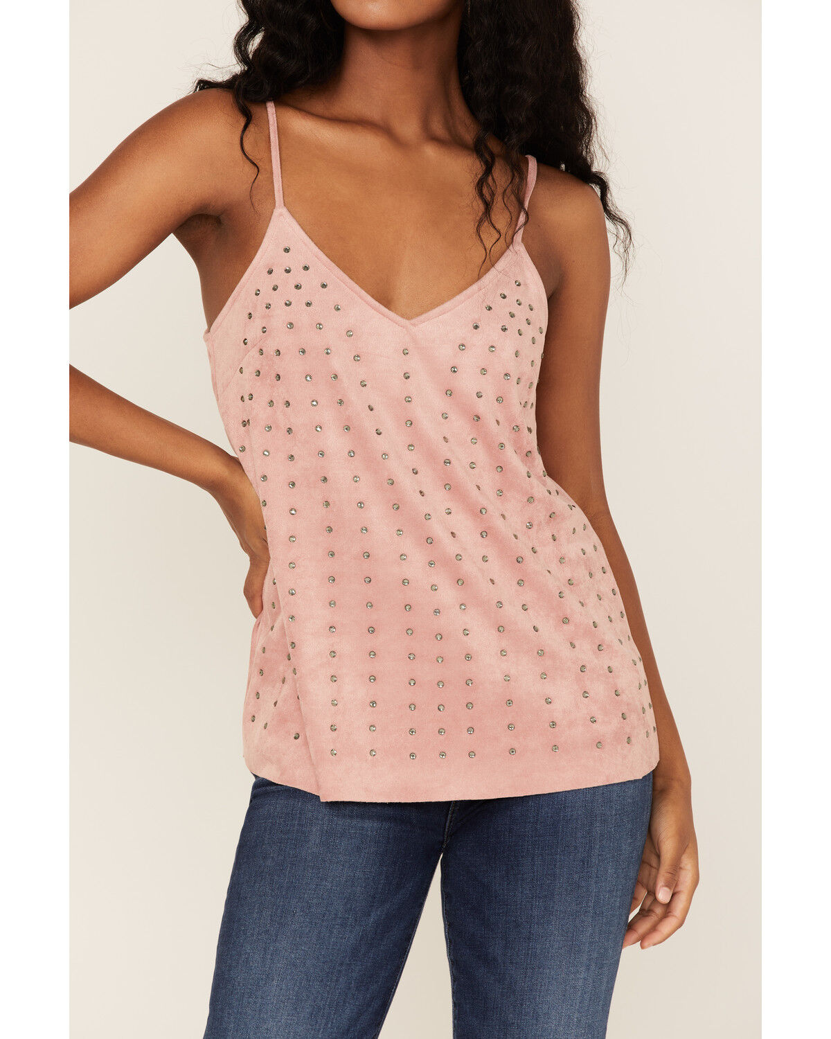 Image #3 - Vocal Women's Studded Faux Suede Cami Top, Mauve, hi-res