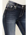 Image #4 - Miss Me Women's Dark Wash Mid Rise Floral Longhorn Pocket Bootcut Stretch Denim Jeans, Dark Wash, hi-res
