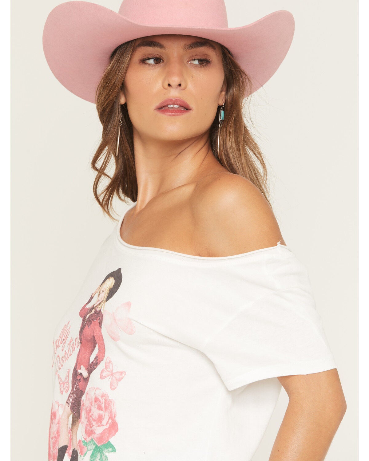 Image #2 - Goodie Two Sleeves Women's Dolly Rose Off The Shoulder Short Sleeve Tee, White, hi-res