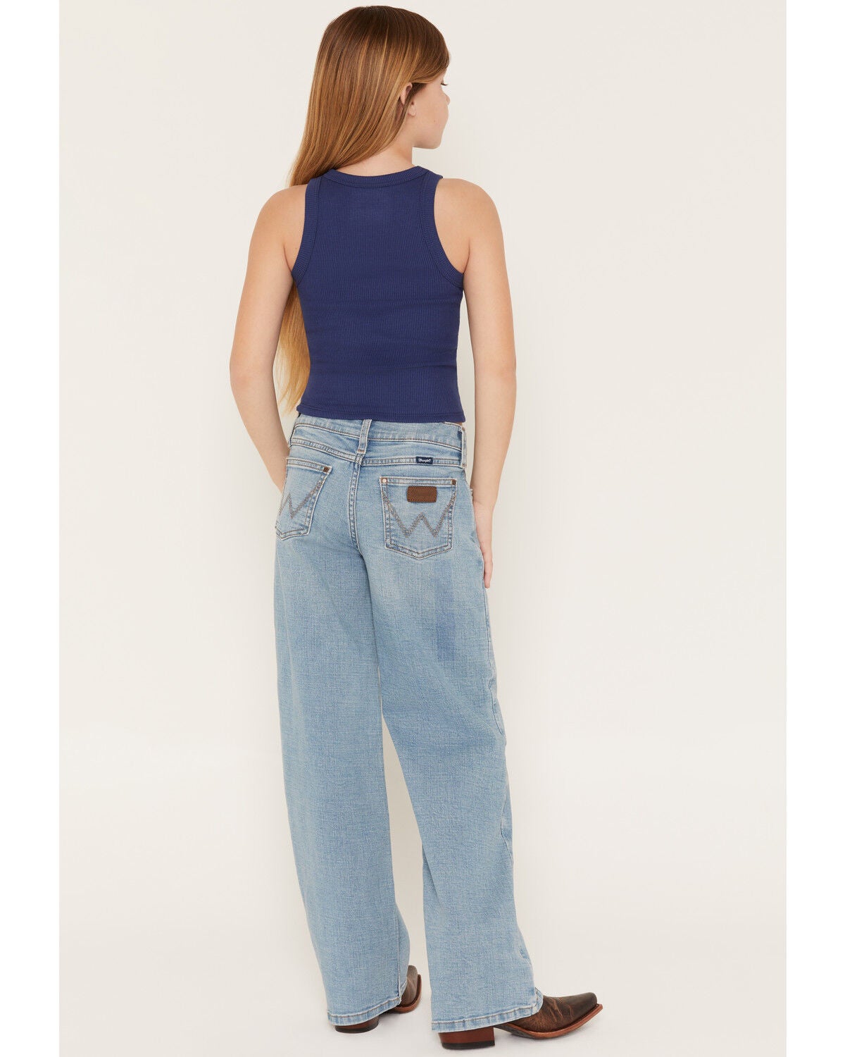 Image #3 - Wrangler Girls' Light Wash Carla Wide Leg Stretch Denim Jeans, Light Wash, hi-res