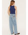 Image #3 - Wrangler Girls' Light Wash Carla Wide Leg Stretch Denim Jeans, Light Wash, hi-res