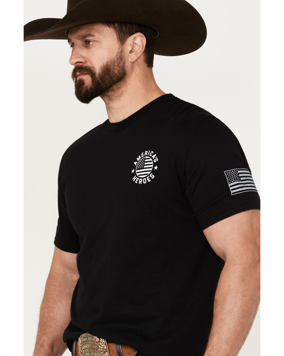 Image #2 - Buck Wear Men's America's Heroes Short Sleeve Graphic T-Shirt, Black, hi-res