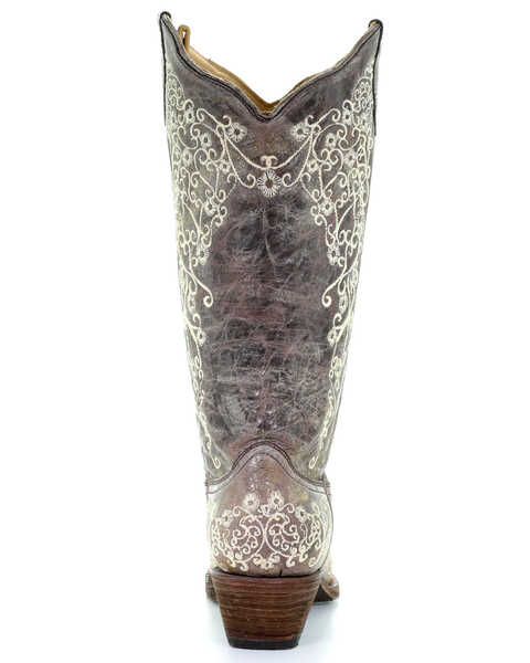 Image #7 - Corral Women's Crater with Bone Embroidery Western Boots - Snip Toe, Brown, hi-res
