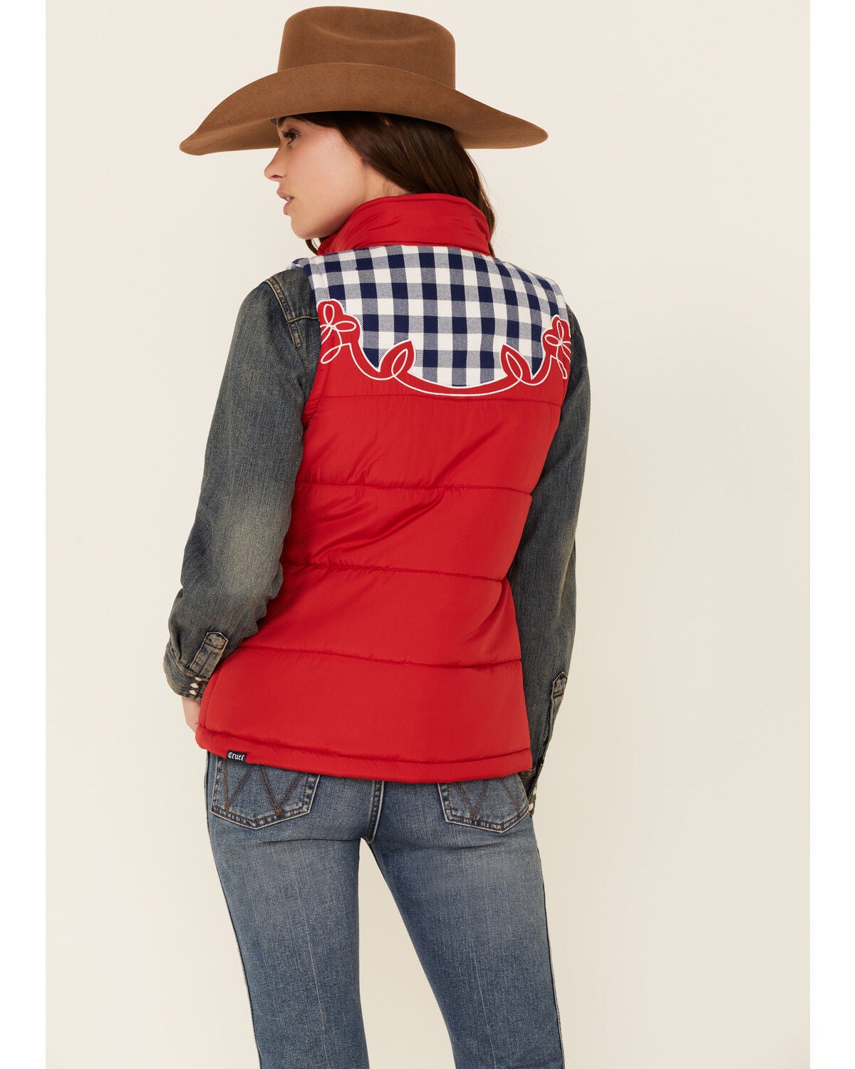 Image #4 - Cruel Girl Women's Red Embroidered Quilted Poly Puffer Vest, , hi-res